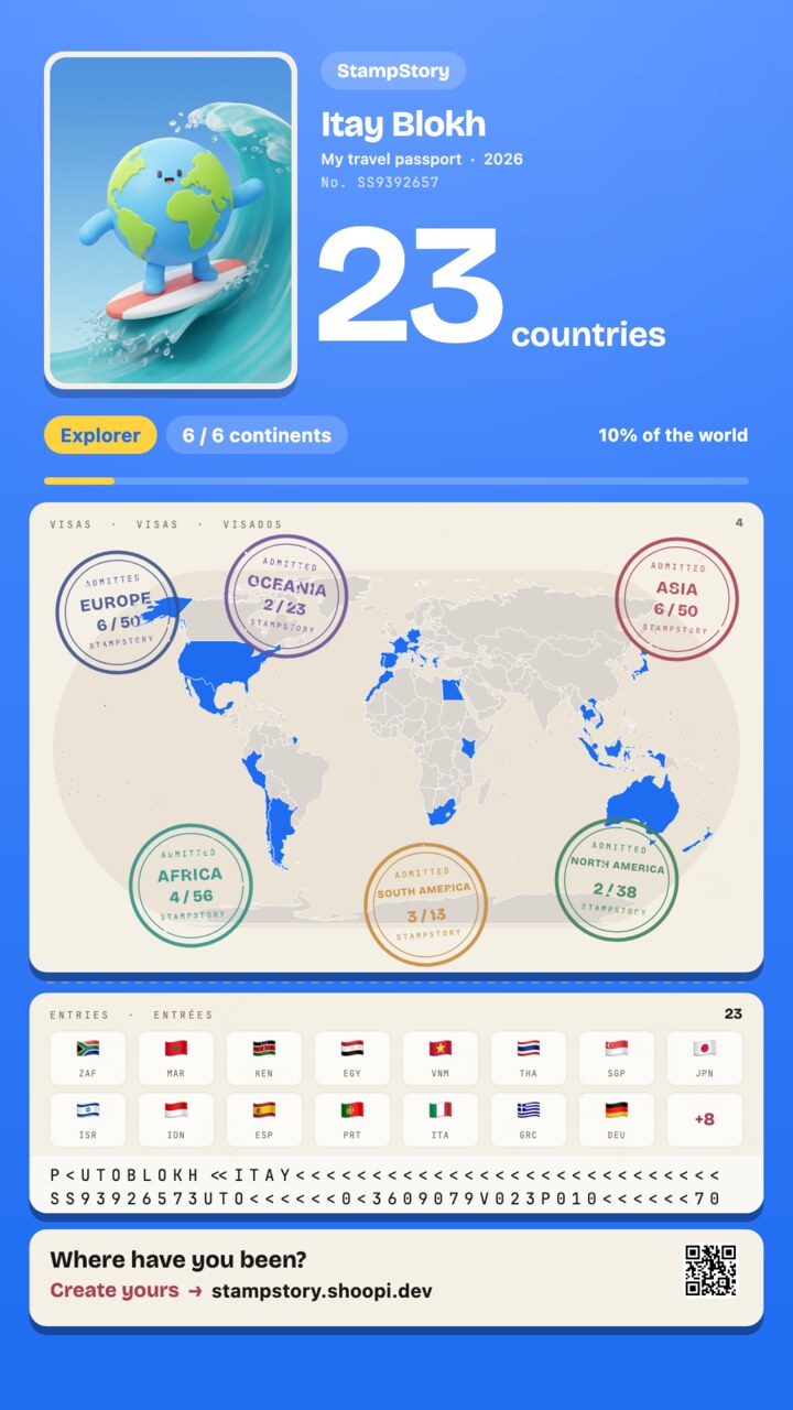 The free StampStory passport card on cream paper